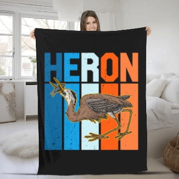 Discover Heron water wildlife birdwatching birder biologist binocular 2 Fleece Blankets