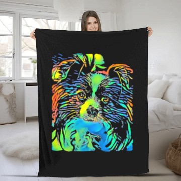 Discover Papillon Pet Face Puppy Pop Art Fleece Blankets