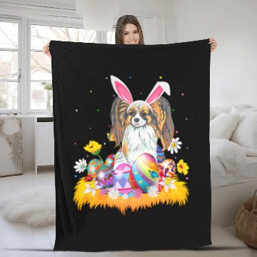 Discover Papillon Pet Funny Easter Egg Lover Papillon Dog Easter Sunday Fleece Blankets