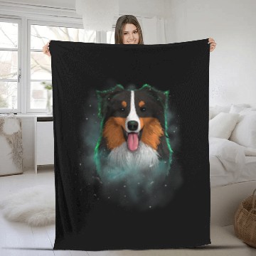 Discover Australian Shepherd Pet Dog Cosmic Galaxy Celestial Outer Space Zip Fleece Blankets