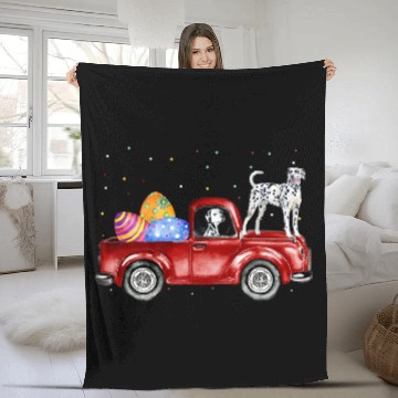 Discover Dalmatian Pet Riding Easter Truck Easter Egg Cute Easter Baseball Tees Fleece Blankets