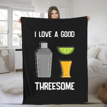 Discover Threesome Bartender Tequila Drinking Fleece Blankets