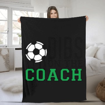 Discover Funny Quote Dibs On The Soccer Coach Baseball Tees Fleece Blankets