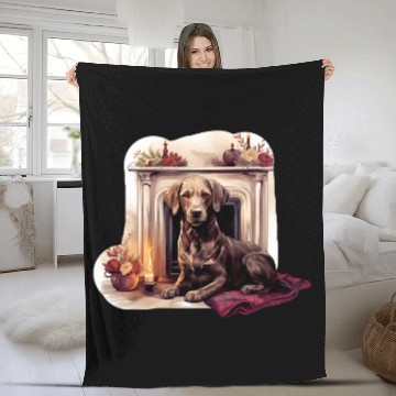 Discover Labrador Pet Dog Laying by Fireplace Puppy Fleece Blankets