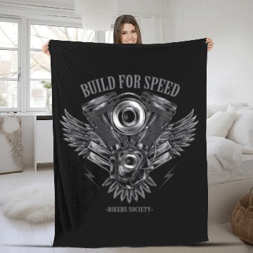 Discover Build For Speed Bikers Society Fleece Blankets