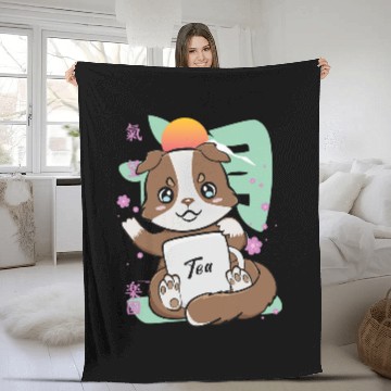 Discover Australian Shepherd Pet Drinking Boba Tea Bubble Anime Zip Fleece Blankets