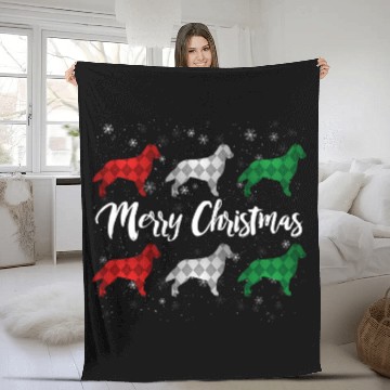Discover Flat Coated Retriever Pet Merry Christmas Argyle Fleece Blankets