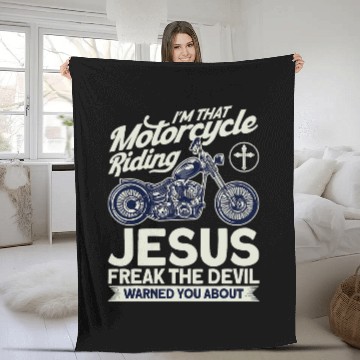 Discover Christian Motorcycle Biker Motorcycle Riding Jesus Freak Zip Fleece Blankets