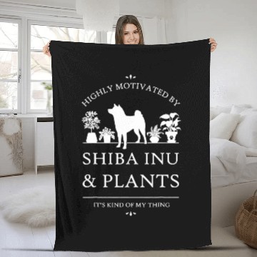 Discover Highly Motivated by Shiba Inu and Plants Fleece Blankets