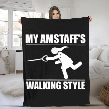 Discover Humorous Amstaff Women Walking Style Zip Fleece Blankets