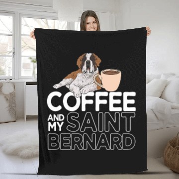 Discover Coffee And My Saint Bernard Dog St  Bernard Zip Fleece Blankets