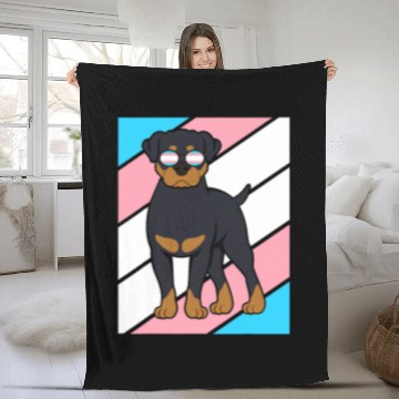 Discover Rottweiler Transgender Flag LGBTQ Proud Ally Pride Trans Fleece Blankets