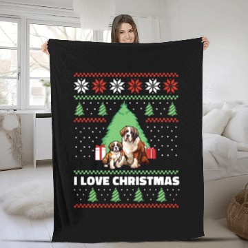 Discover Saint Bernard Dog Lover Christmas xmass Design Zip Fleece Blankets