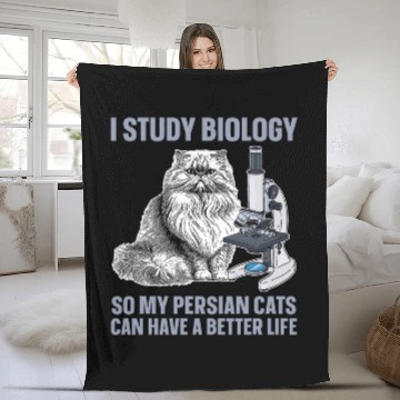 Discover Biologist Persian Student Teacher Scientist Biology Cat Fleece Blankets