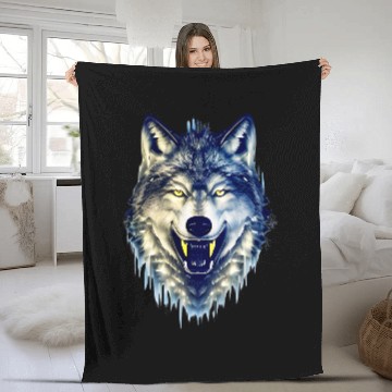 Discover Coyote Mammal Splash Art Animal Face Fleece Blankets