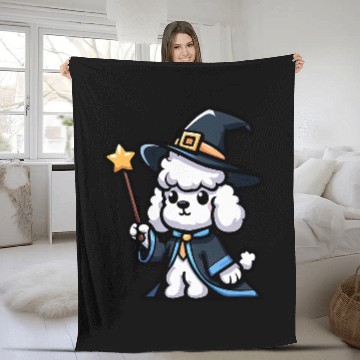 Discover Poodle Wizard Funny Dog Magic Zip Fleece Blankets