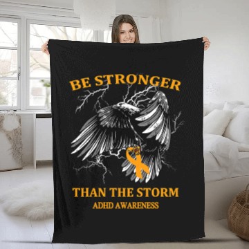Discover ADHD Ribbon Be Stronger Than The Storm Fleece Blankets