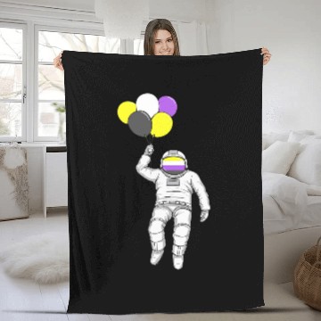 Discover Non Binary Astronaut Balloon Non Binary Flag Nonbinary Pride Fleece Blankets