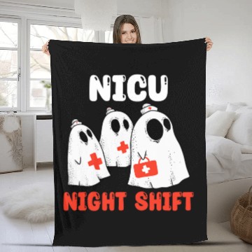 Discover Funny NICU Night Shift nurses Spooky Halloween Costume Zip Fleece Blankets
