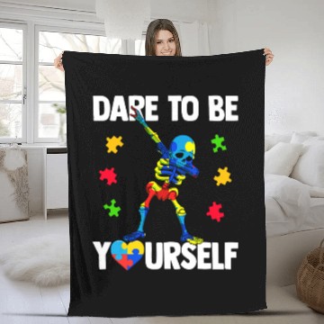 Discover Autism Puzzle Dare To Be Yourself Autism Awareness 21 Baseball Tees Fleece Blankets
