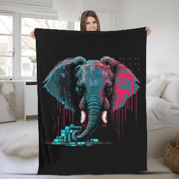 Discover Elephant Mammal art abstract animal print motif Baseball Tees Fleece Blankets