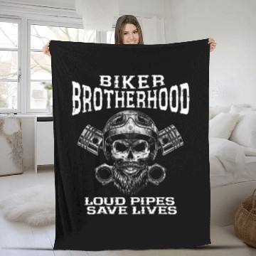 Discover Brotherhood Biker Cool Chopper Motorcycle Biker Zip Fleece Blankets