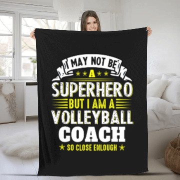 Discover Volley Coaching Team Superhero Volleyball Coach Fleece Blankets