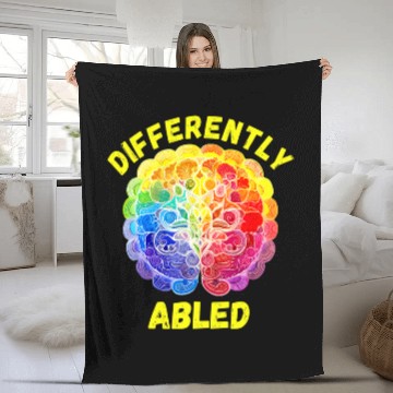 Discover Autism Puzzle Differently Abled NeuroDiversity Autism Rainbow Brain Art Fleece Blankets