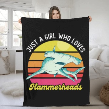 Discover Hammerhead Shark Hammer Hear Shark Lover Sea Biologist Fleece Blankets