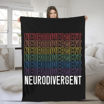 Discover ADHD Ribbon Neurodivergent Neurodiversity Rainbow ADHD ASD Awareness Fleece Blankets