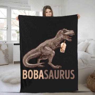 Discover Dinosaur Pet Bobasaurus T rexs Dinosaur Fun Boba Saurus Bubble Milk Tea Zip Fleece Blankets