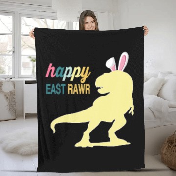 Discover Dinosaur Pet Kids Easter Day Happy Eastrawr T rex Fleece Blankets