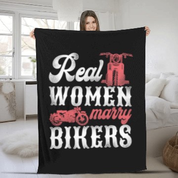 Discover Classic Motorcycle Biker Husband Wife Wedding Marriage Real Fleece Blankets