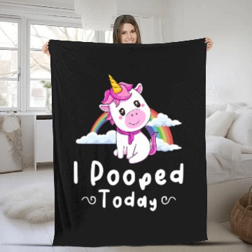 Discover Unicorn Pet I Pooped Today Funny Cute Fleece Blankets