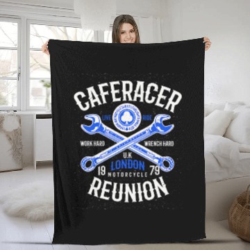 Discover Cafe Racer Motorcycle Custom Speed vintages Old School Design Zip Fleece Blankets
