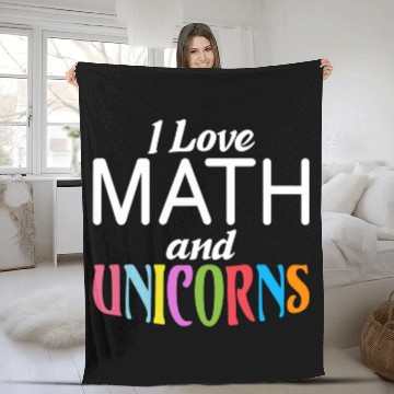 Discover Unicorn Pet I love Math 2Unicorns Algebra Funny Mathematics Fleece Blankets