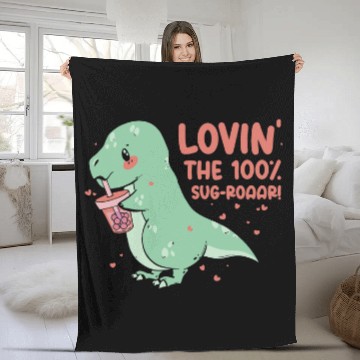 Discover Dinosaur Pet Boba Tea Bubble Milk Tea Drink T rexs Dino Fleece Blankets