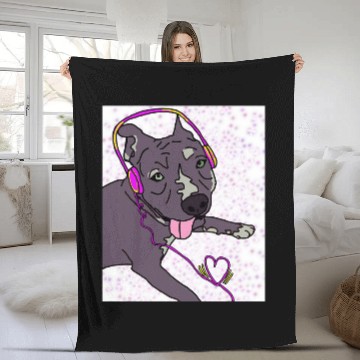 Discover Pitbull Pet Wednesday Pitbull with Headphones Baseball Tees Fleece Blankets