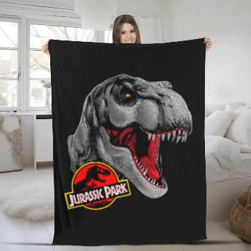 Discover Dinosaur Pet Jurassic Park TRex Circle Art Fill Graphic Fleece Blankets