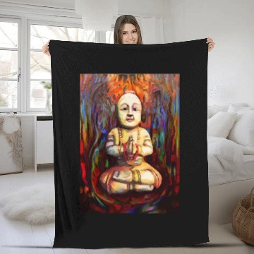 Discover Buddhist Buddha Monk Painterly Watercolor Zen Buddhism Fleece Blankets
