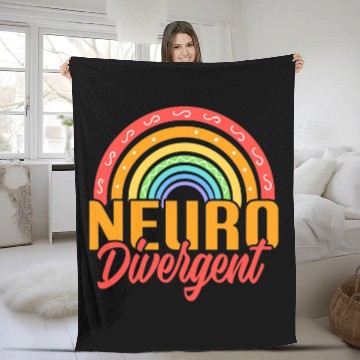 Discover ADHD Ribbon Neurodivergent Rainbow Mental Health Support Fleece Blankets