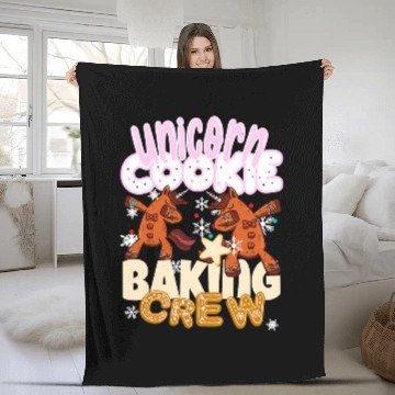 Discover Unicorn Pet Cookie Baking Crew Christmas Baker Team Gingerbread Fleece Blankets