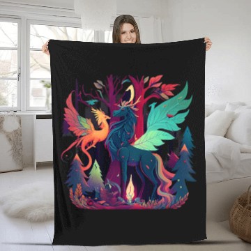 Discover Unicorn Pet Phoenix Magic Fantasy Creatures Fleece Blankets