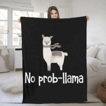 Discover Llama Pet No ProbLlama Cute Llama Alpaca Funny Graphic Plus Size Fleece Blankets