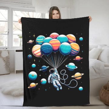 Discover Astronaut Holding Planet Balloons Space Moon Mars Planets 10 Fleece Blankets