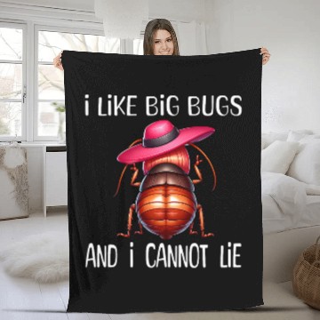 Discover I Like Big Bugs Funny Roach Cartoon With Pink Hat Bug Zip Fleece Blankets
