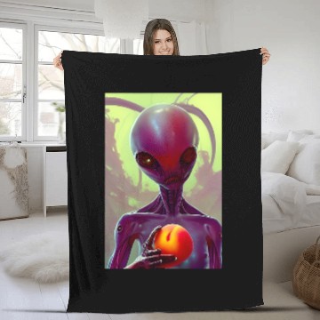 Discover Aliens UFO Loves Peach Fleece Blankets