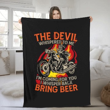 Discover The Devil Whispered To Me Bring Beer Motorcycle Motor Lover Baseball Tees Fleece Blankets