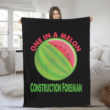Discover One in a Melon Construction Foreman Watermelon Retirement Fleece Blankets