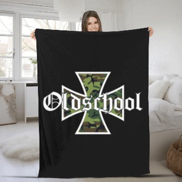 Discover Biker Motorcycle Iron Cross Old School Chopper Fleece Blankets